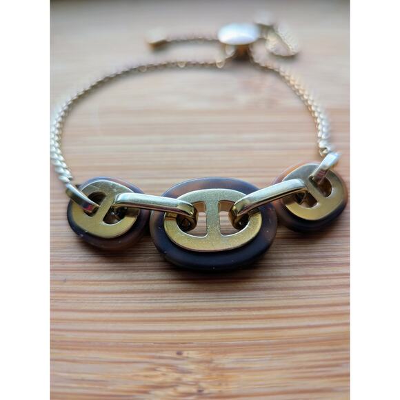 Michael Kors Adjustable Chain Link Slider Boho Maritime Gold Tone Bracelet - Picture 6 of 7